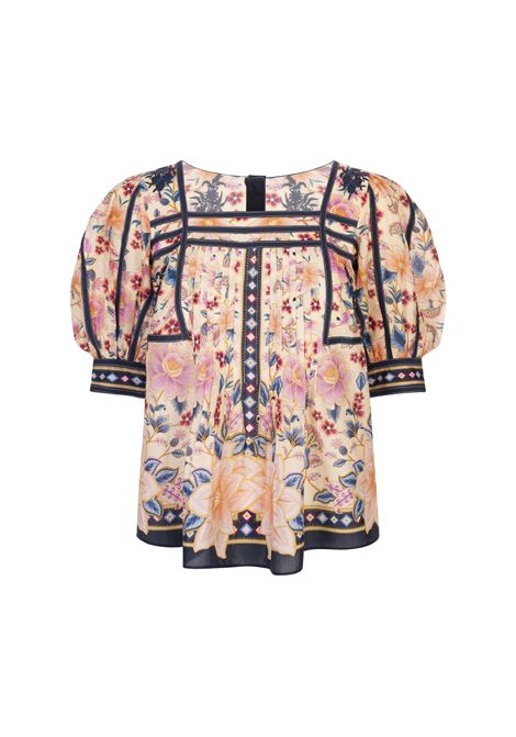 Top Cream Superbloom Tapestry con Maniche a Sbuffo FARM RIO | 332186SUPERBLOOM TAPESTRY CREAM